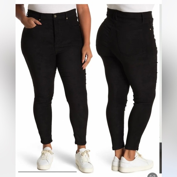 Good American Good Legs Black Faux Suede Skinny Pants - Picture 1 of 7